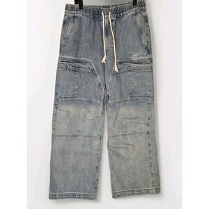 INXX Patchwork baggy jeans Drawstring Elastic Waist Pockets cotton